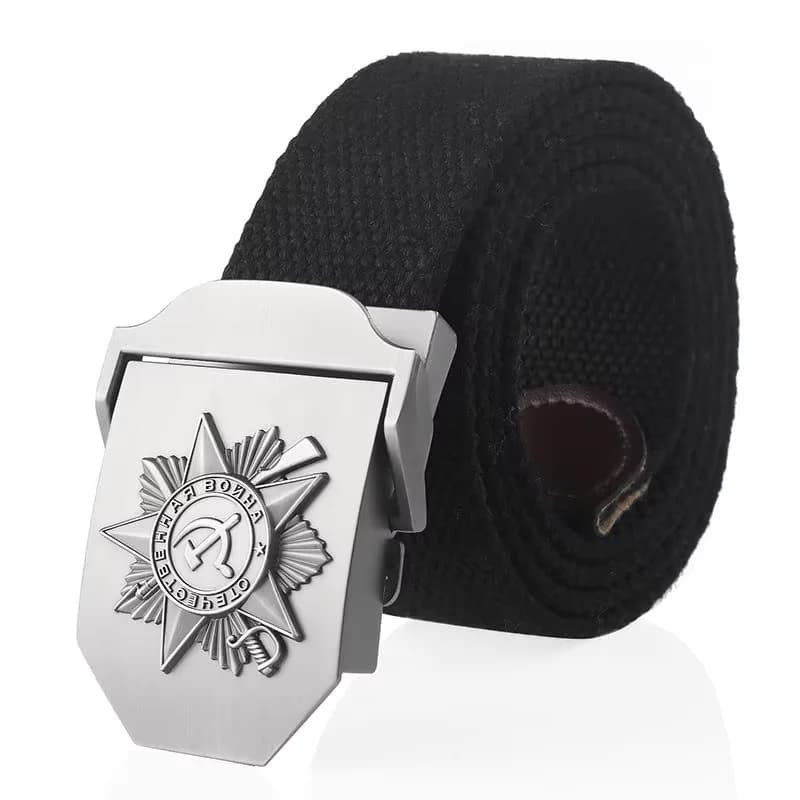 Men Soviet Canvas Belt 3D Great Patriotic War Memorial Metal Buckle Tactical Belts CCCP Army Male Strap Jeans Waistband