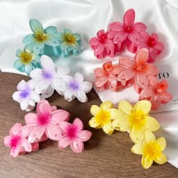 Sweet Colorful Gradient Flower Shark Clip Elegant Large Hair Claws For Women Hair Clips Beach Vacation Hair Accessories Headwear