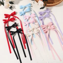 2pcs Long Tassel Ribbon Hairpin Cute Candy Bow Clip for Women Girls Party Gifts Headwear Side Clips Hair Accessories Wholesale