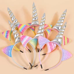 Glitter Cat Ears Headbands Birthday Party Decor Rainbow Cat Ears Hairband Unicorn Headband Kids Children Party Favor Headwear