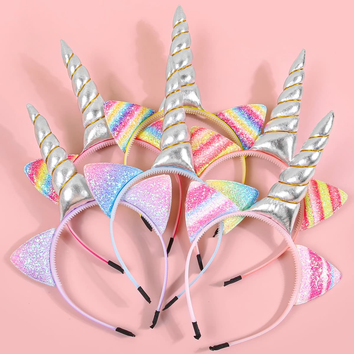 Glitter Cat Ears Headbands Birthday Party Decor Rainbow Cat Ears Hairband Unicorn Headband Kids Children Party Favor Headwear