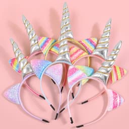 Glitter Cat Ears Headbands Birthday Party Decor Rainbow Cat Ears Hairband Unicorn Headband Kids Children Party Favor Headwear
