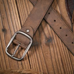 Men - Women - Western Denim - PU Leather - Belt - Vintage Jeans with Carved Buckle Brown Belt