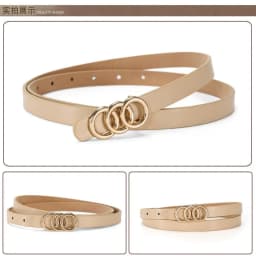 A Set of Thin Waist Belts with Golden Three-loop Buckles. It's a Versatile Style Suitable for Spring and Summer, and Can Be Pair