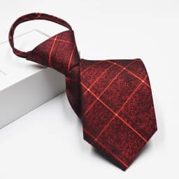 New 7cm Mens Tie Pre-tied Easy Wear Neck Tie Business Wedding Zipper Lazy Pre-tied Korean Style Striped Plaid Solid Necktie