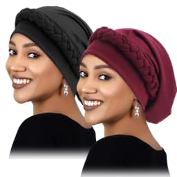 2PCS/LOT Twists Braid Islamic Hats Wraps Hijab Caps Lady Women Arab Muslim Cap Hijab Turban Headwear Hair Loss Hat Beanies