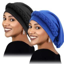 2PCS/LOT Twists Braid Islamic Hats Wraps Hijab Caps Lady Women Arab Muslim Cap Hijab Turban Headwear Hair Loss Hat Beanies