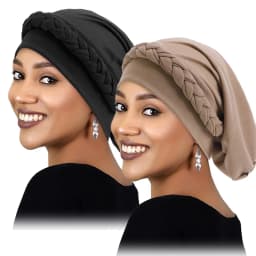 2PCS/LOT Twists Braid Islamic Hats Wraps Hijab Caps Lady Women Arab Muslim Cap Hijab Turban Headwear Hair Loss Hat Beanies