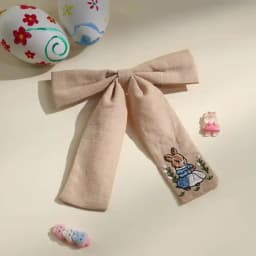 Sweet Girls Embroidered Bunny Bow Hair Clip Women's Fashionable Ribbon Hairpin Chinese Headdress Accessory For Girls Kids
