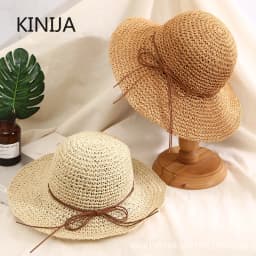 Holiday Sle Beach Fisherman Hat Seaside Sun Protection Sun Hat Large Brim Bow Woven Straw Hat Women Panama Chapeau Korean