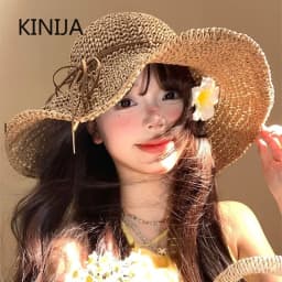 Holiday Sle Beach Fisherman Hat Seaside Sun Protection Sun Hat Large Brim Bow Woven Straw Hat Women Panama Chapeau Korean