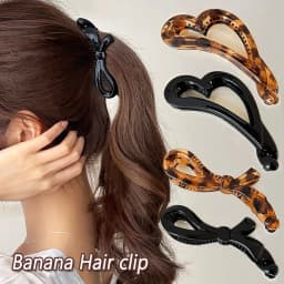 Vintage Heart-Shaped Banana Hair Clip Non-Slip Acrylic Bow Twist Barrettes For Ponytail Holder Women Girls Daily Headwear