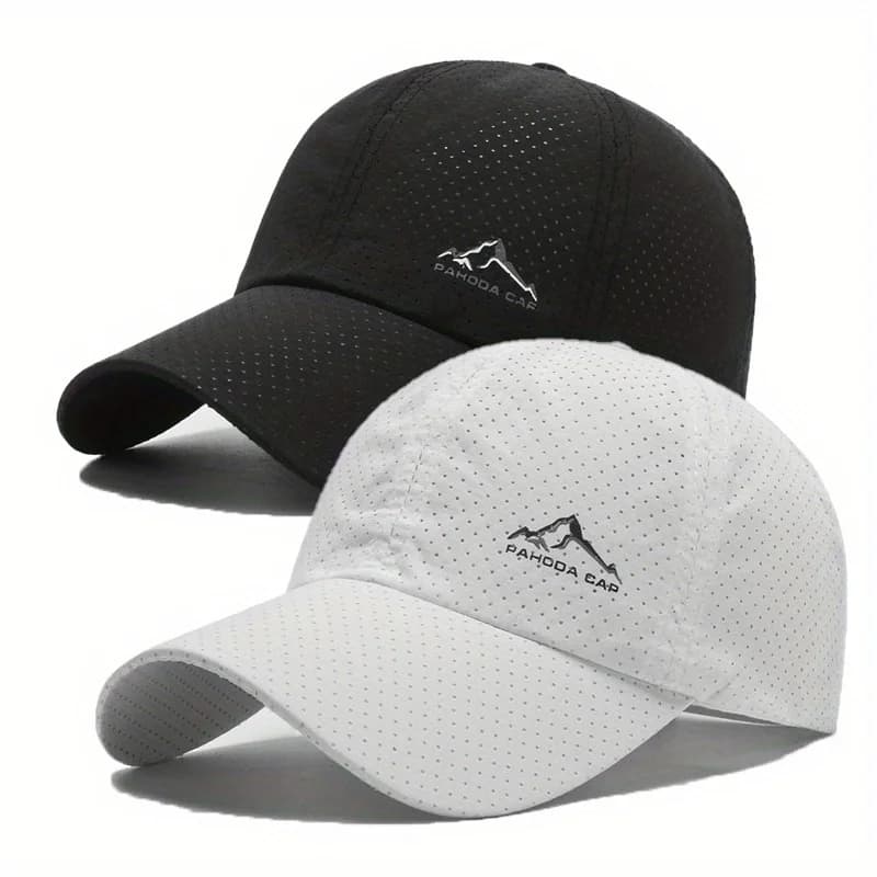 2Pcs/Set Outdoor Quick Dry Printed Baseball Cap Snow Mountain Logo Unisex Sports Cap for Travel Hiking Casual Fashion Trend Cap