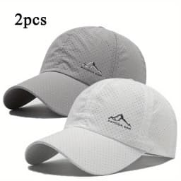 2Pcs/Set Outdoor Quick Dry Printed Baseball Cap Snow Mountain Logo Unisex Sports Cap for Travel Hiking Casual Fashion Trend Cap