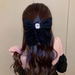 1pc Korean bow large hair clip, women's autumn high-end feeling, ponytail spring clip, new year, high-end