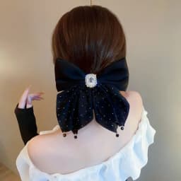 1pc Korean bow large hair clip, women's autumn high-end feeling, ponytail spring clip, new year, high-end