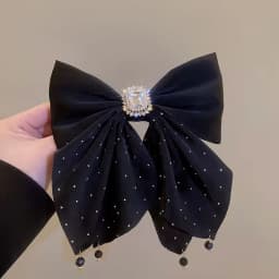 1pc Korean bow large hair clip, women's autumn high-end feeling, ponytail spring clip, new year, high-end