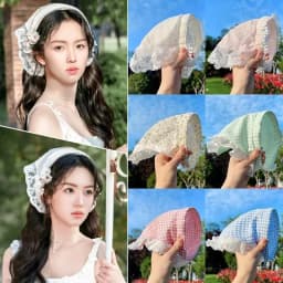 Retro Cute Triangle Turbans Hairband Women Strap Headscarf Lace French Pastoral Style Lolita Headband Headdress Accessories