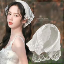 Retro Cute Triangle Turbans Hairband Women Strap Headscarf Lace French Pastoral Style Lolita Headband Headdress Accessories