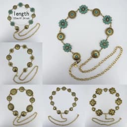 Green Turquoise Vintage Carved Women's Waist Chain Personalized Metal Belt Fashionable Versatile Accessory for Dresses