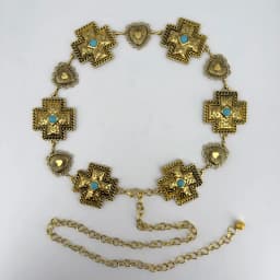 Green Turquoise Vintage Carved Women's Waist Chain Personalized Metal Belt Fashionable Versatile Accessory for Dresses