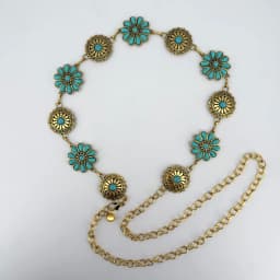 Green Turquoise Vintage Carved Women's Waist Chain Personalized Metal Belt Fashionable Versatile Accessory for Dresses