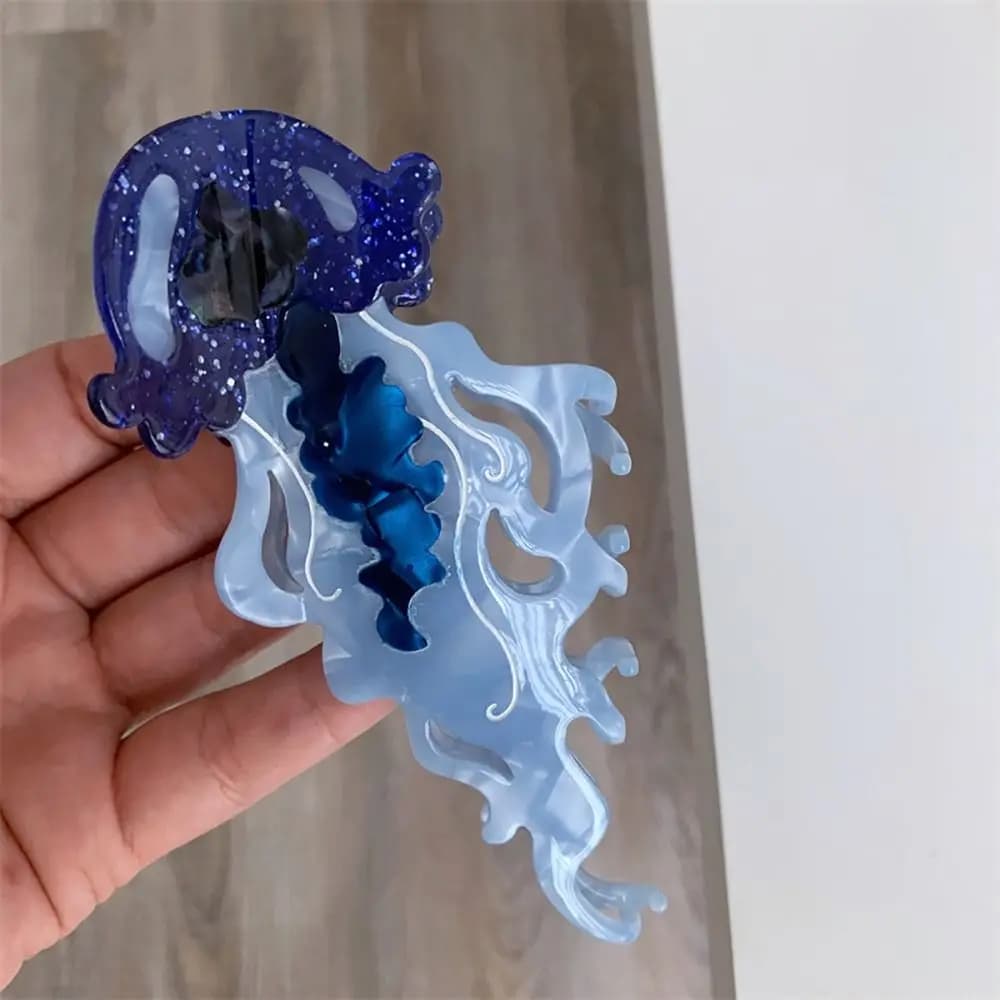 1Pcs New Shark Jellyfish Hair Clip Acetate Labge Marine Life Hair Claw Summer Beach Colorful Hair Accessories Women Girls