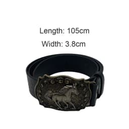 1PC Horse Head Buckle Punk Belt Fashion Vintage PU Leather Embossed Belt Hip Hop Y2K Belt