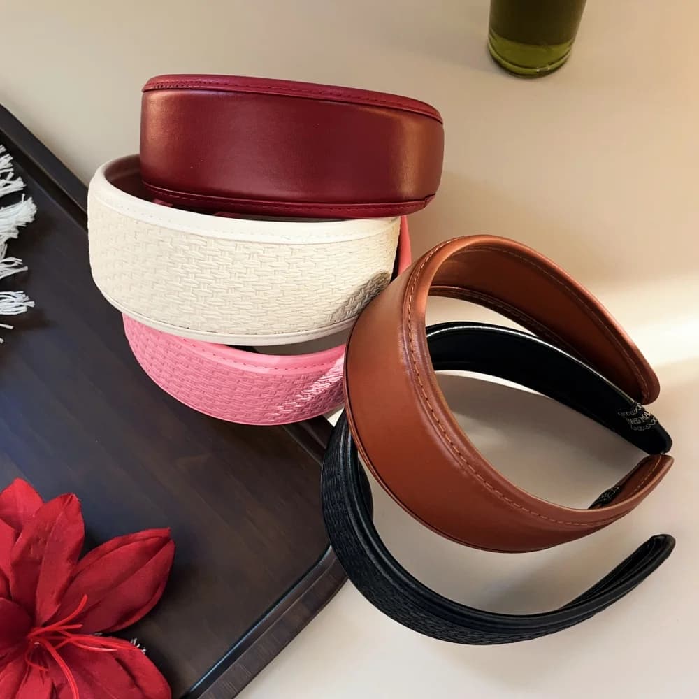 New 2025 Retro PU Leather Hairbands Wide Turbans Non-slip Hoop Headband Elegant Hair Accessories Women Girls Fashion Items Gifts
