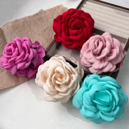 5pcs Fashion Fabric Rose Flower Hair Claw Clip For Women Elegant Colorful Big Hair Clips Grab Hairpins Set Girl Hair Accessories