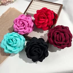 5pcs Fashion Fabric Rose Flower Hair Claw Clip For Women Elegant Colorful Big Hair Clips Grab Hairpins Set Girl Hair Accessories