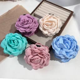 5pcs Fashion Fabric Rose Flower Hair Claw Clip For Women Elegant Colorful Big Hair Clips Grab Hairpins Set Girl Hair Accessories