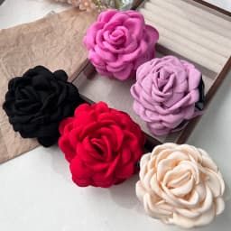 5pcs Fashion Fabric Rose Flower Hair Claw Clip For Women Elegant Colorful Big Hair Clips Grab Hairpins Set Girl Hair Accessories
