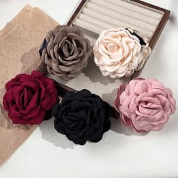 5pcs Fashion Fabric Rose Flower Hair Claw Clip For Women Elegant Colorful Big Hair Clips Grab Hairpins Set Girl Hair Accessories