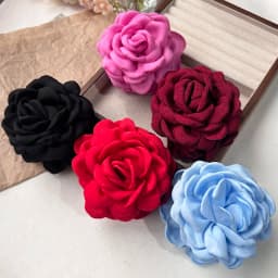 5pcs Fashion Fabric Rose Flower Hair Claw Clip For Women Elegant Colorful Big Hair Clips Grab Hairpins Set Girl Hair Accessories