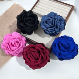 5pcs Fashion Fabric Rose Flower Hair Claw Clip For Women Elegant Colorful Big Hair Clips Grab Hairpins Set Girl Hair Accessories