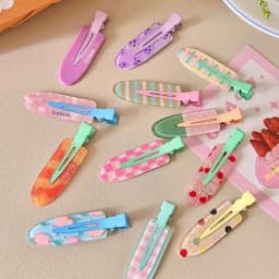 2Pcs/Pair Acrylic Sakura Pink Seamless Hair Clip Women No Bend Bangs Clip Duckbill Clip Hairpins Hair Accessories Women Girls
