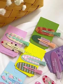 2Pcs/Pair Acrylic Sakura Pink Seamless Hair Clip Women No Bend Bangs Clip Duckbill Clip Hairpins Hair Accessories Women Girls