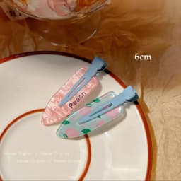 2Pcs/Pair Acrylic Sakura Pink Seamless Hair Clip Women No Bend Bangs Clip Duckbill Clip Hairpins Hair Accessories Women Girls
