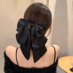 1pc New French Elegant Satin Black Big Bow Hairband High Forehead Wash Hair Band Wrinkle