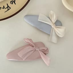 Sweet Mesh Bow Leather Hair Clip Water Droplet BB Clip Break Clip Bangs Side Clip Gentle Temperament Hair Accessory for Women