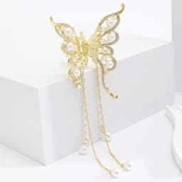 1 Pcs Fashion Exquisite Artificial Pearl Tassel Crystal Butterfly Hair Claws For Women Girls Party Hair Accessories