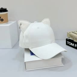 2025New Adjustable Hat Solid Color Cute Cat Ears Baseball Cap Trendy Cartoon Dad Hat Casual Couple Sun Hats For Women