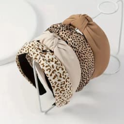 1PC Retro Leopard Wide Edge Fabric Hairband Summer New Cross Knot Temperament Simple Fashion Headband