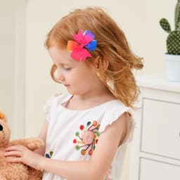 60Pcs Random Bowknot Hair Bangs Hairgripes 3 Inch Rainbow Bow Hairclip Girls Lovely Travel Headwear