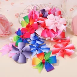 60Pcs Random Bowknot Hair Bangs Hairgripes 3 Inch Rainbow Bow Hairclip Girls Lovely Travel Headwear