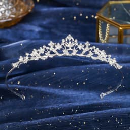 Silver Luxury Pearl Women's Crown Delicate Rhinestone Flower Tiara Hair Band Holiday Party Jewelry Hair Accessories As Gift