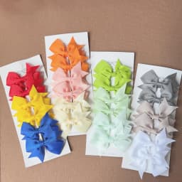 6Pcs/set Solid Ribbon Bowknot Hair Clips Cute Handmade Bows Baby Hair Accessory Bow Kids Hair Accessories