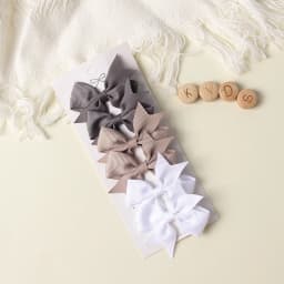 6Pcs/set Solid Ribbon Bowknot Hair Clips Cute Handmade Bows Baby Hair Accessory Bow Kids Hair Accessories