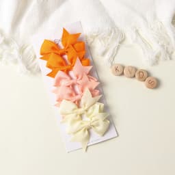 6Pcs/set Solid Ribbon Bowknot Hair Clips Cute Handmade Bows Baby Hair Accessory Bow Kids Hair Accessories
